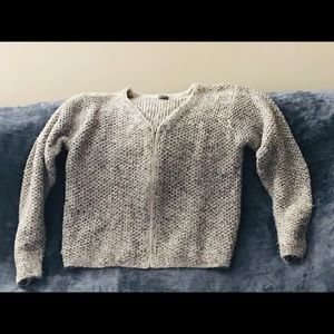 Women’s Wheat & Olive V Neck Zip Sweater